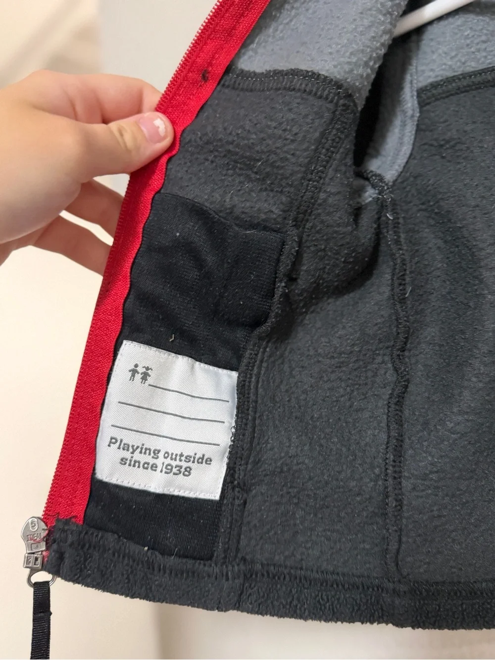 Columbia Two-Tone Gray Kids' Fleece Jacket with Red Zipper